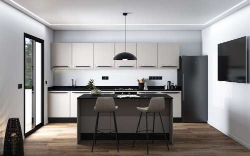 Cuisine 360 cm avec îlot 180 cm/ 90 cm